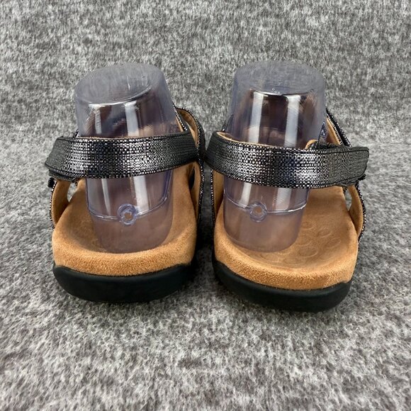 ✅ Womens 9 Vionic Amber Back-Strap Sandals Black Metallic linen Orthotic Support - Picture 8 of 13